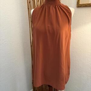 Antonio Melani Burnt Orange high neck sleeveless blouse #blouse